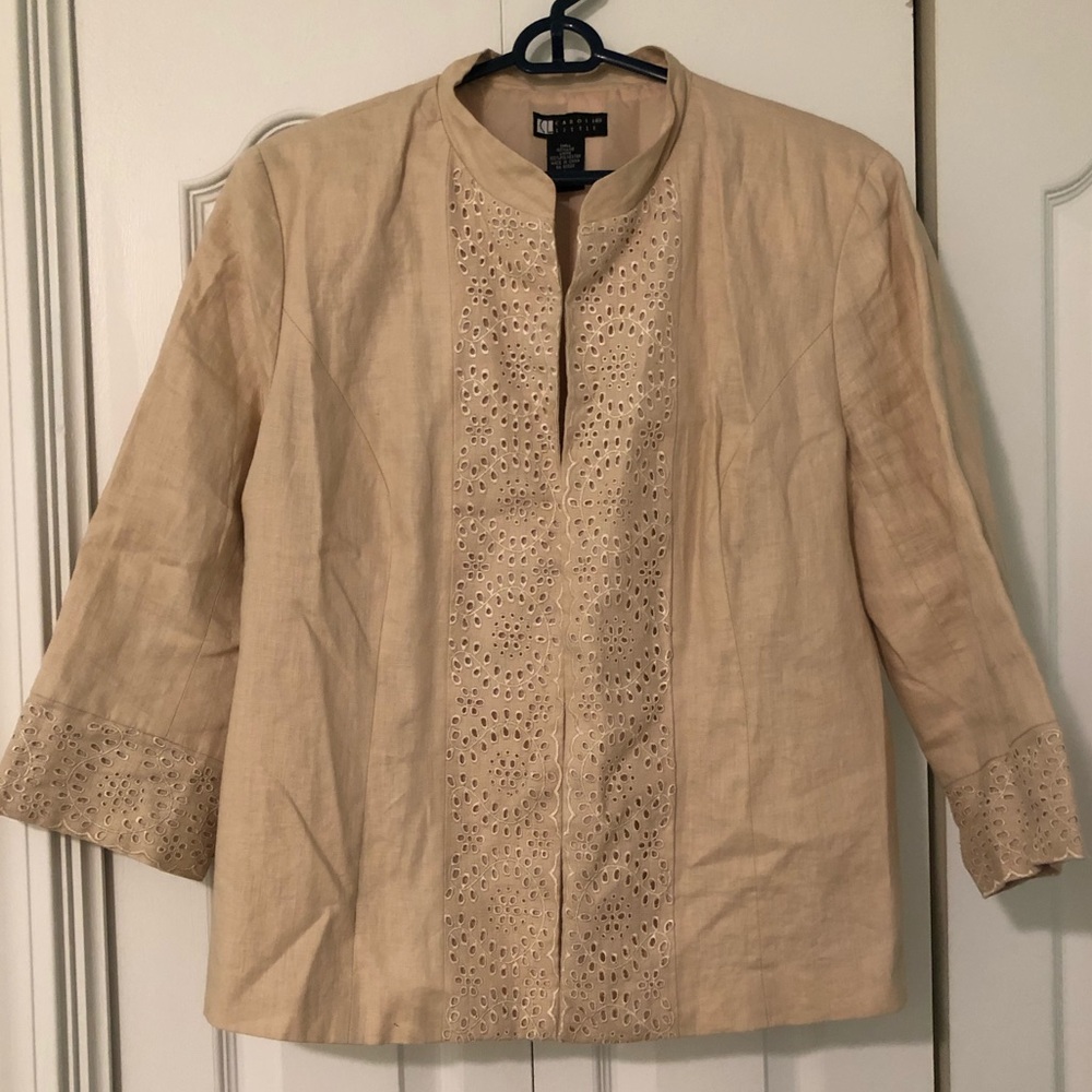 Tan blazer/jacket with flower detailing